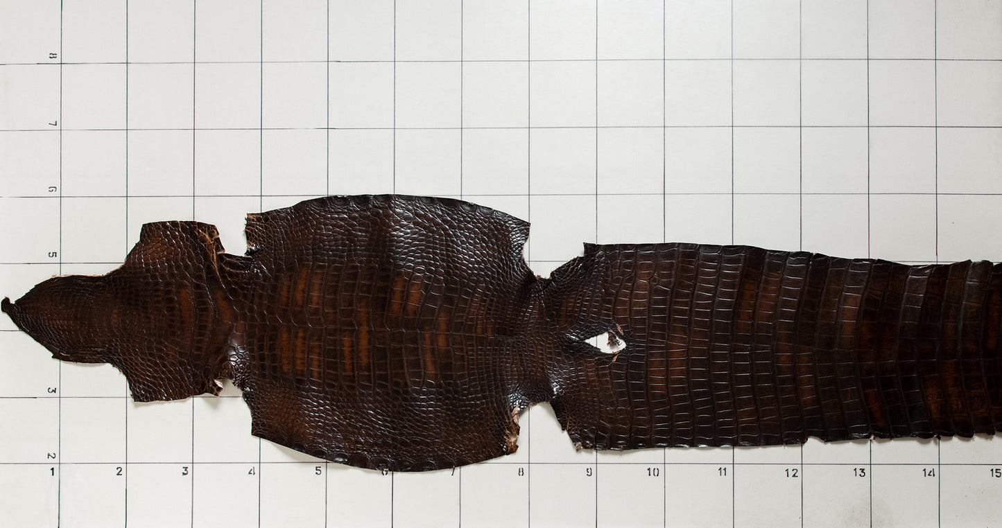 Alligator Patina Brown skins